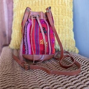 Stylish Pink and Brown Women's Bucket Bag